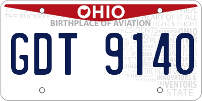 OH license plate GDT9140