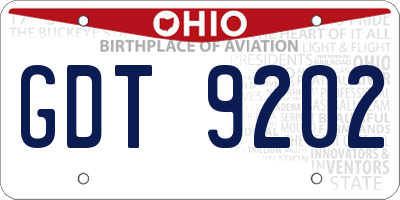 OH license plate GDT9202