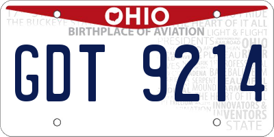 OH license plate GDT9214