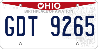 OH license plate GDT9265