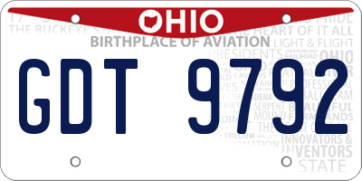 OH license plate GDT9792