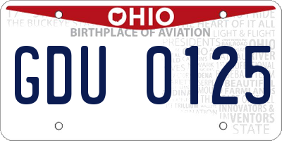OH license plate GDU0125
