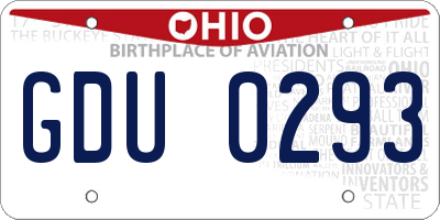 OH license plate GDU0293
