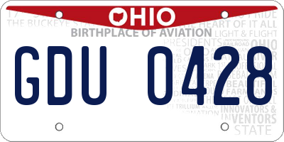 OH license plate GDU0428
