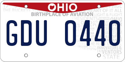 OH license plate GDU0440