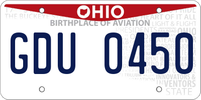 OH license plate GDU0450