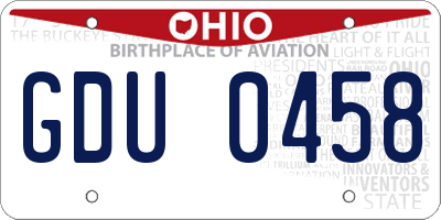 OH license plate GDU0458