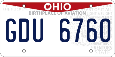 OH license plate GDU6760