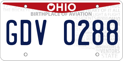 OH license plate GDV0288