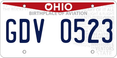 OH license plate GDV0523