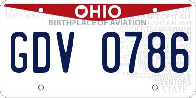 OH license plate GDV0786