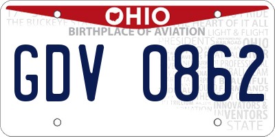 OH license plate GDV0862