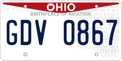 OH license plate GDV0867