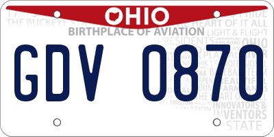 OH license plate GDV0870