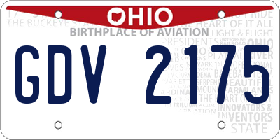 OH license plate GDV2175