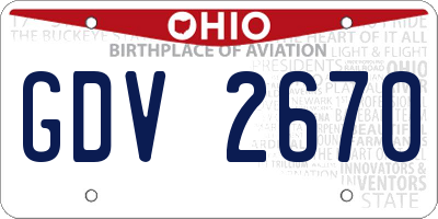 OH license plate GDV2670
