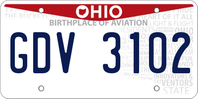 OH license plate GDV3102