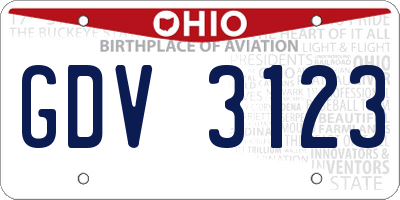 OH license plate GDV3123