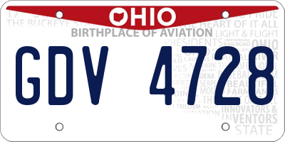 OH license plate GDV4728