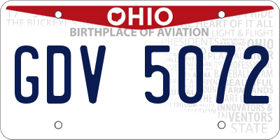 OH license plate GDV5072