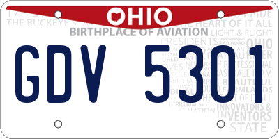 OH license plate GDV5301