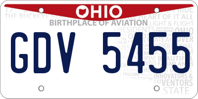 OH license plate GDV5455