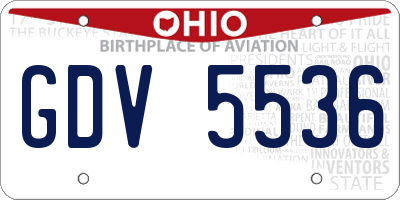 OH license plate GDV5536