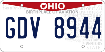OH license plate GDV8944