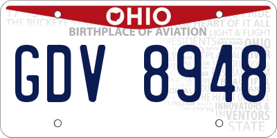 OH license plate GDV8948