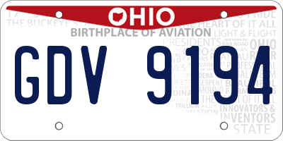 OH license plate GDV9194