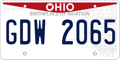 OH license plate GDW2065