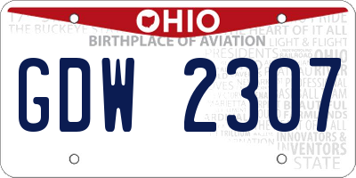 OH license plate GDW2307