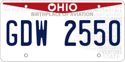 OH license plate GDW2550