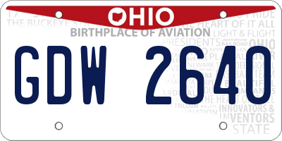 OH license plate GDW2640