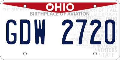 OH license plate GDW2720