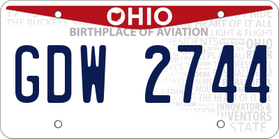 OH license plate GDW2744