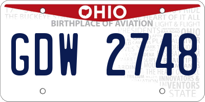 OH license plate GDW2748