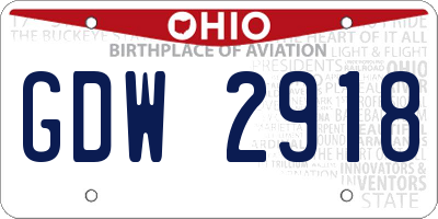 OH license plate GDW2918
