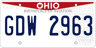 OH license plate GDW2963