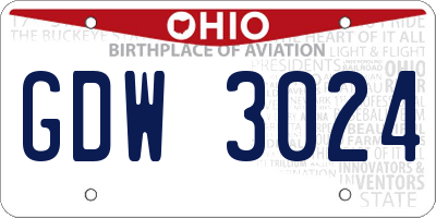 OH license plate GDW3024