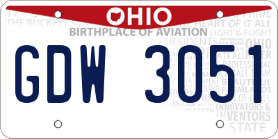 OH license plate GDW3051