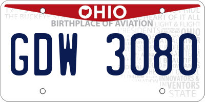 OH license plate GDW3080