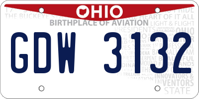 OH license plate GDW3132