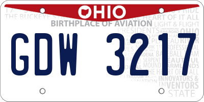 OH license plate GDW3217