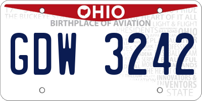 OH license plate GDW3242