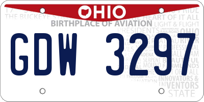 OH license plate GDW3297