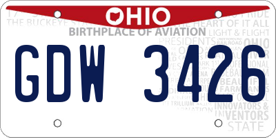 OH license plate GDW3426