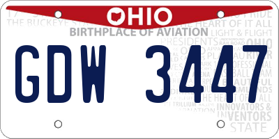 OH license plate GDW3447