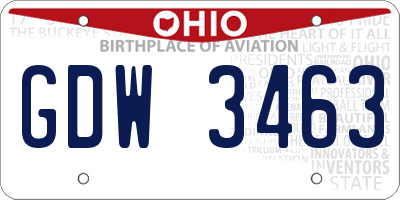 OH license plate GDW3463