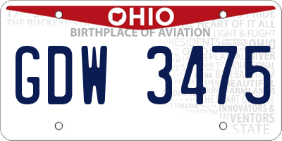OH license plate GDW3475